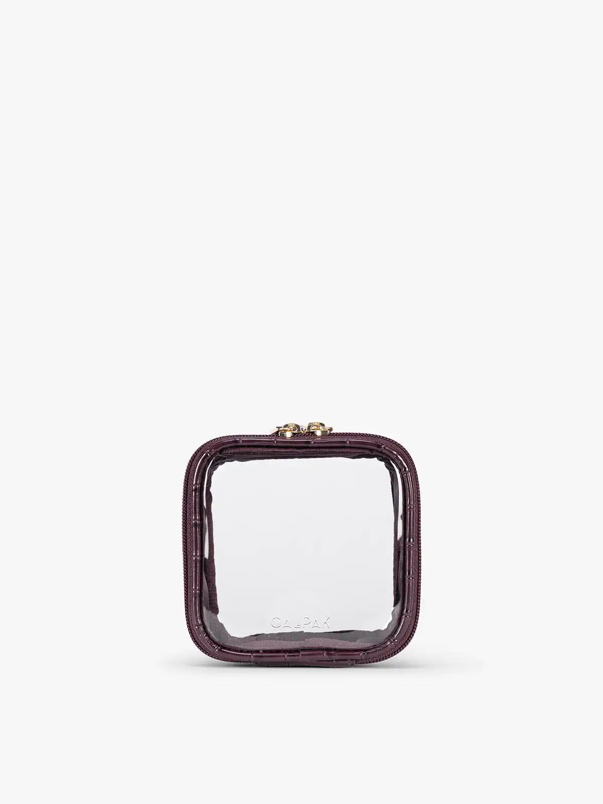 Tiny Clear Cosmetics Case in Croc-Embossed