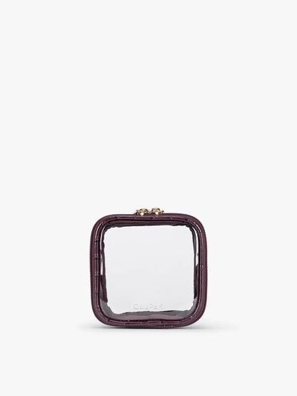 Tiny Clear Cosmetics Case in Croc-Embossed