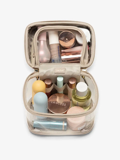 Clear Train Case with Top Compartment