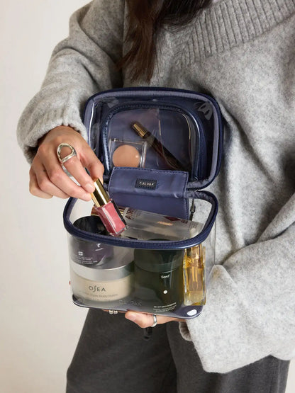 Clear Train Case with Top Compartment