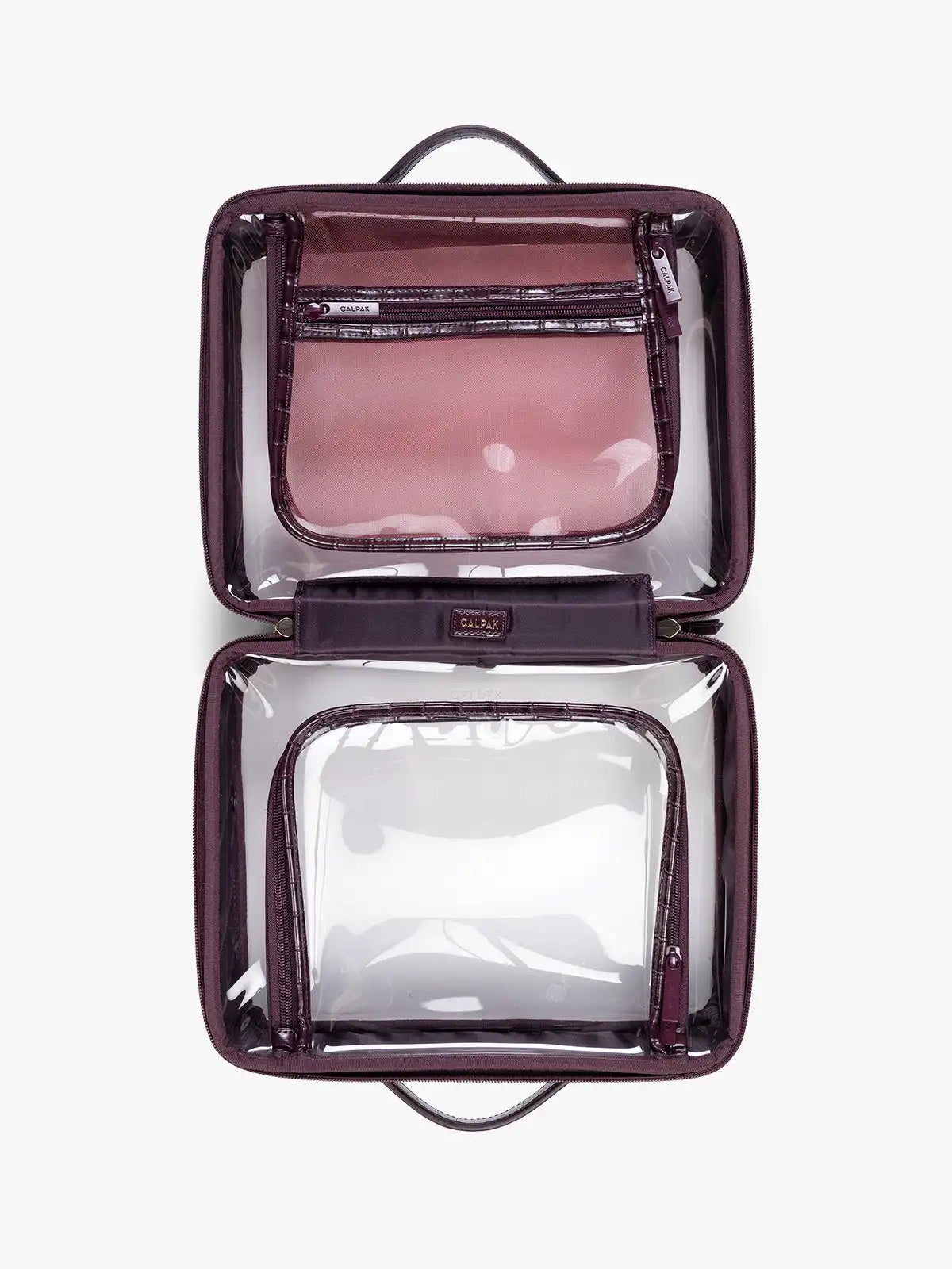 Large Clear Cosmetics Case in Croc-Embossed
