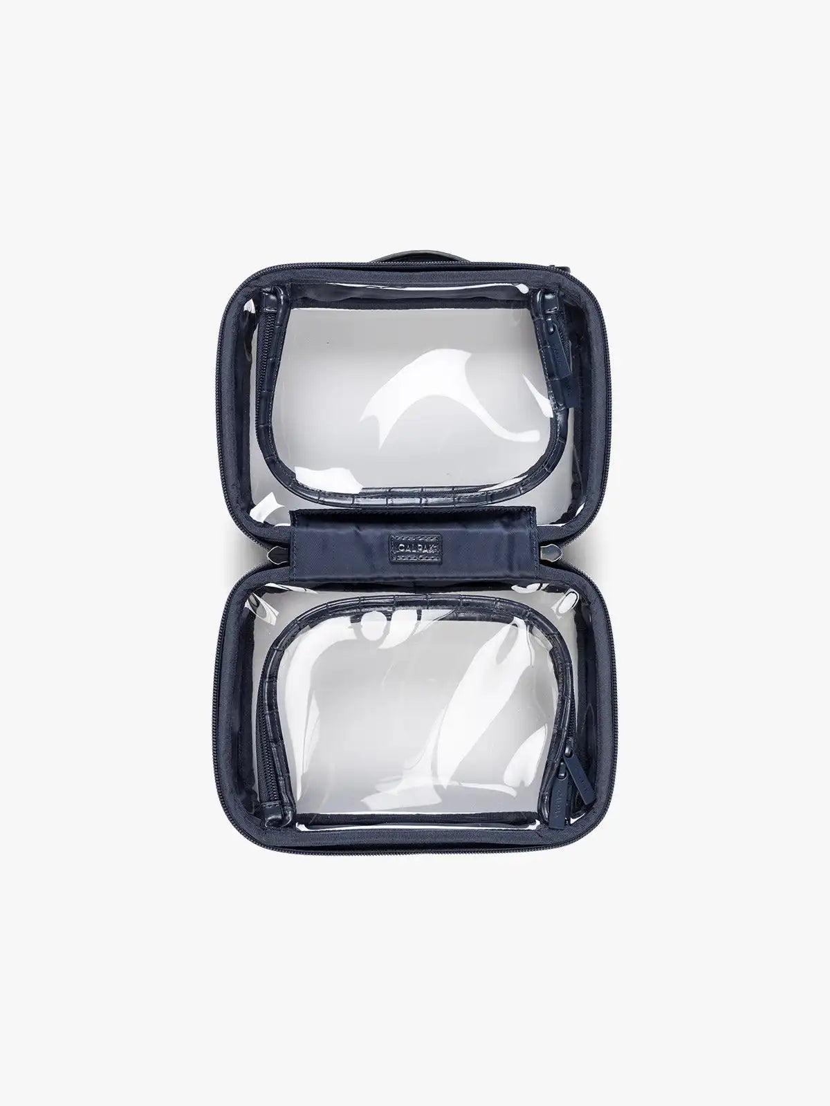 Small Clear Cosmetics Case in Croc-Embossed