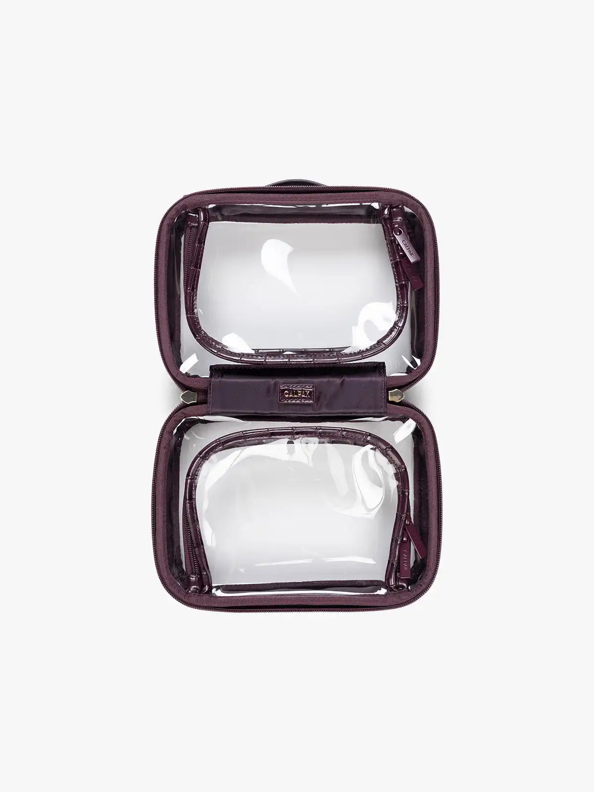 Small Clear Cosmetics Case in Croc-Embossed