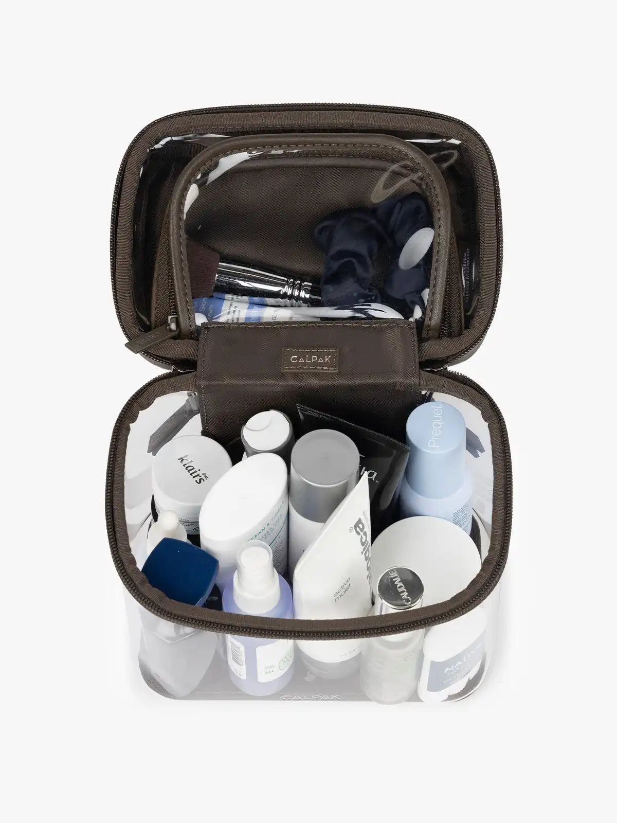 Clear Train Case with Top Compartment