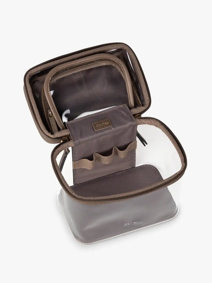 Clear Train Case with Top Compartment