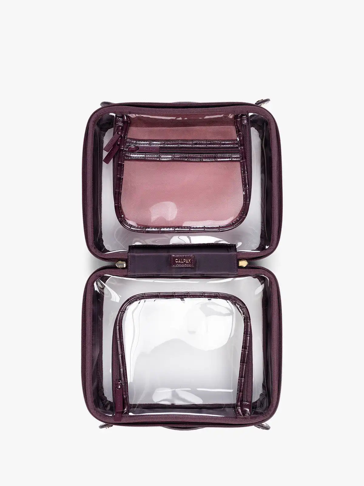 Medium Clear Cosmetics Case in Croc-Embossed