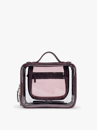 Medium Clear Cosmetics Case in Croc-Embossed