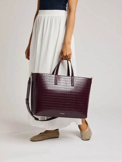 Haven 16" Laptop Tote in Croc-Embossed