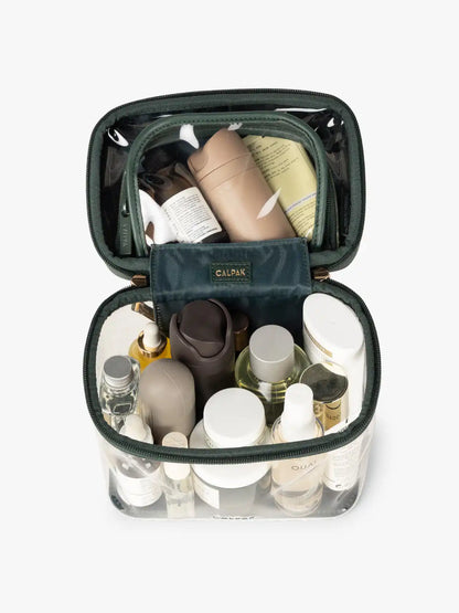 Clear Train Case with Top Compartment